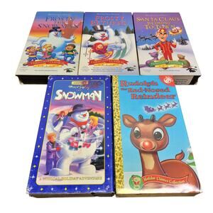 Vintage Christmas VHS Tapes Lot of 5 - Sealed Rudolph, Frosty Santa Snowman